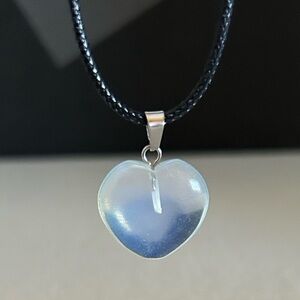 Glass Heart Shaped Pendant Necklace